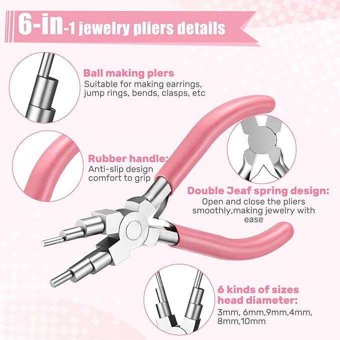 Mudder 2 Pieces Jewelry Making Tool Bail Making Pliers 6 in 1 Jewelry Wire - Image 4