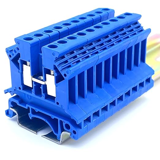 Erayco UK2.5B-BL DIN Rail Terminal Block, Screw Clamp, 600V 20A 24-12AWG, Pack of 100