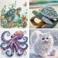 4Pack Diamond Painting Kits For Adults, Sea Turtle Special Shape Diamond Art by ZQEATRY