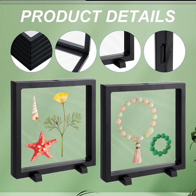 Harloon 12 Pcs 3D Floating Display Case Floating Frame Display Holder Stand - Image 4