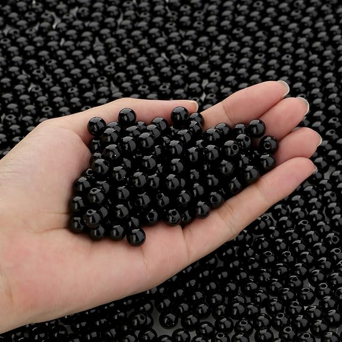 DUQGUHO Black Beads for Bracelets 8mm Black Pearls by DUQGUHO
