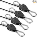 VIPARSPECTRA Retractable Heavy Duty Ratchet Tie Down Straps [4 Pack, 8ft, 75lbs/Pack], Rope Pulley System Rollers with Carabiner Hook for Kayak/Hanging Plants/Grow Light/Tents Various Tie-Down Uses