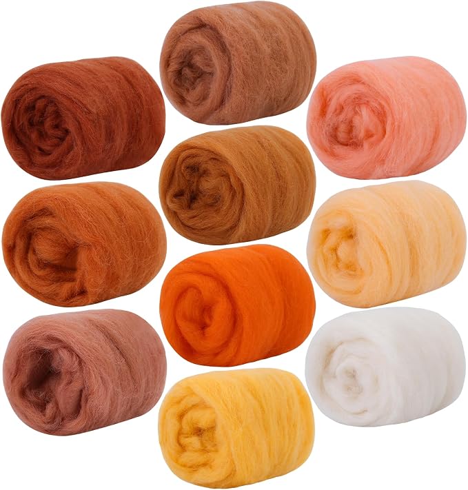Mayboos10 Colors Needle Felting Wool, Fiber Wool Yarn Roving, Spinning Wool by Mayboos