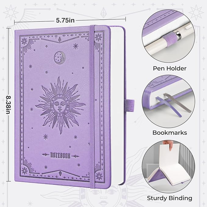 EMSHOI Dotted Journal Notebook, 320 Pages, A5 Size | Leather Hardcover - Image 4