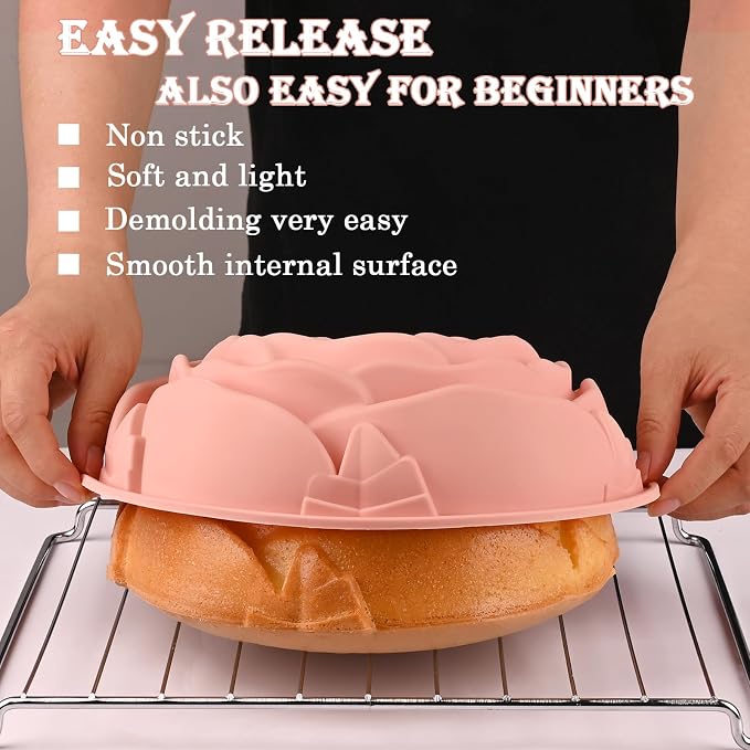 Sakolla 3 Pack Flower Shape Silicone Cake Molds, Large Round Silicone Molds - Image 4