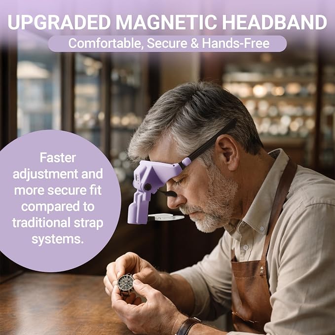 YOCTOSUN Magnifying Glass with Light, Rechargeable Headband Magnifier with 6 - Image 7