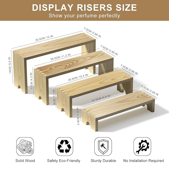 4 Set Wooden Tiered Risers Display Stands - Image 8