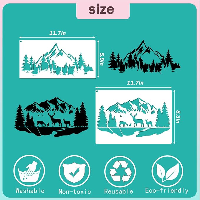 Mountain Stencils for Painting on Wood Burning Stencils and Patterns Reusable - Image 6