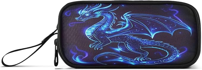 Dragon Blue Black Pencil Case Box Boys Girls Large Pencil Pouch Zipper - Image 6