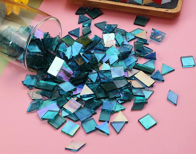 Lanyani Iridescent Mosaic Glass Tiles 200 Pieces Bulk Stained Glass Tile - Image 5