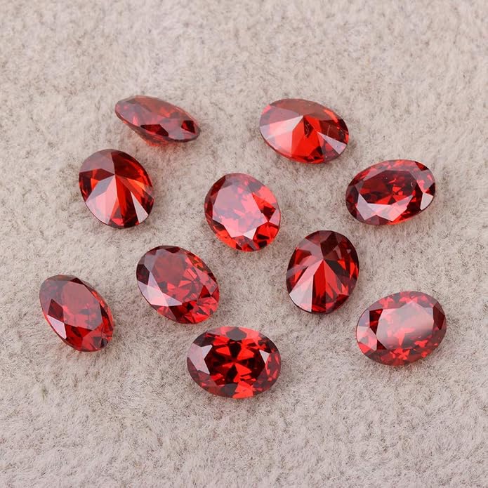 Ximimark 10Pcs Oval Shape Cut Red Mozambique Loose Gemstone 7x5mm - Image 2