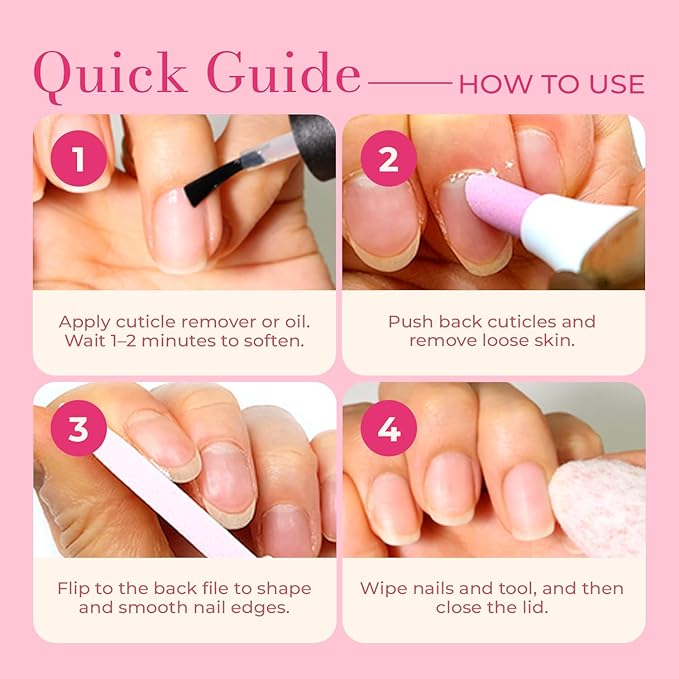 Ceramic Pusher Files for Nails, Manicure Fingernail Files with Cases, Professional Precision Filing Cuticle Remover, Manicure Stick, 2 Pieces