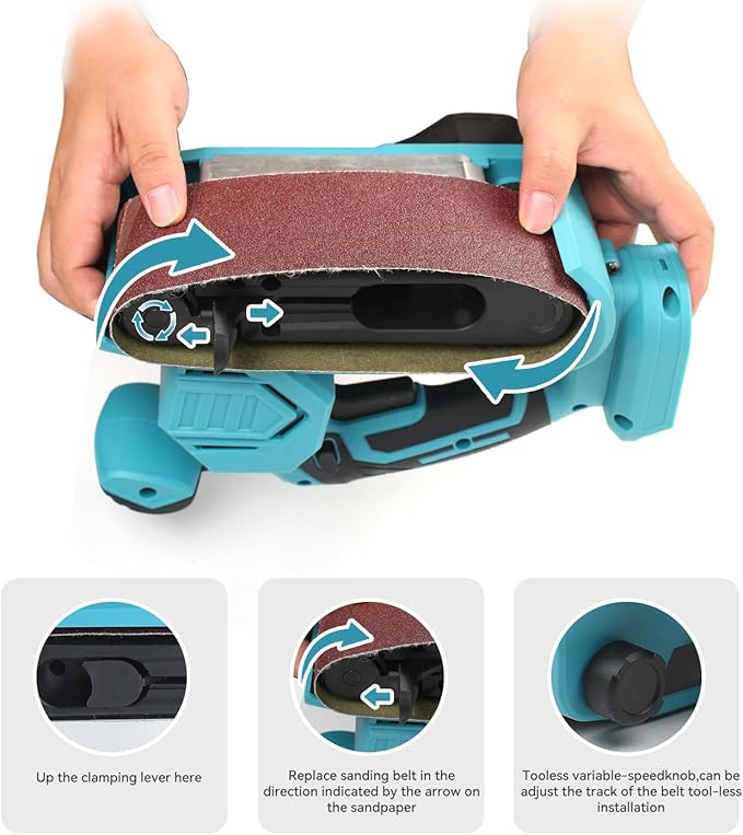 Cordless Belt Sander,18 Inch for Makita Battery 18V, Brushless Electric Power Belt Sander with 6 Variable-speed,Portable Handheld Belt Sander Professional Polishing Tool for Rust Removal,Woodworking