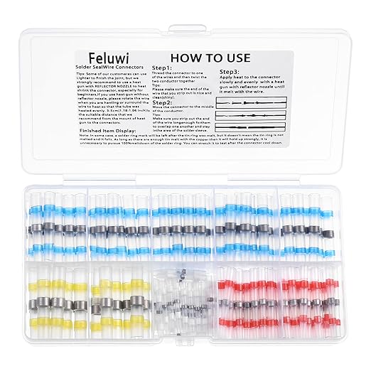 Heat Shrink Solder Seal Connectors Kit 200PCS - Waterproof Electrical Terminals, Solder Sleeve Wire Connectors for Marine Automotive Boat Truck Motorcycle (16-14 to 22-18 AWG, Weatherproof, Insulated)