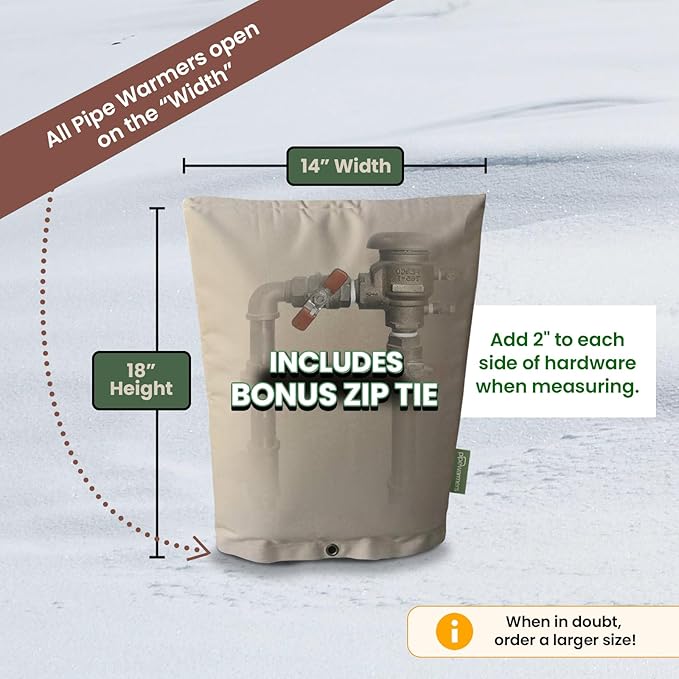 The Original Winter Pipe Insulation Cover (5˚F) - Double-Wall Cotton (UV-Coated) Insulated Backflow Preventer Freeze Protection, Pump Cover, Sprinkler/Well Head Cover for Outside - (14" W X 18" H)