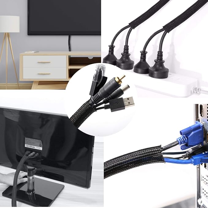 25ft - 1.25 inch Braided Cable Management Sleeve Cord Protector - Self-Wrapping - Image 5
