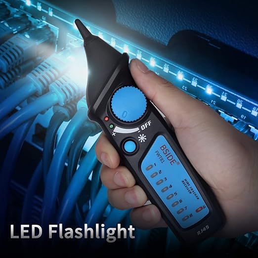 Bside Network Cable Tester RJ45 RJ11 Wire Tracker Telephone Line Tester LAN TV Electric Line Finder Toner Network Cable Collation Continuity Checker with Flashlight