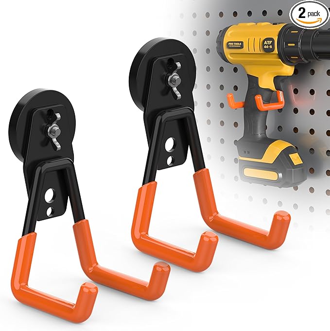 Large Magnetic Hooks Heavy Duty Extra Strong Magnetic Garage Hooks Big NdFeB Industrial Magnet Hooks Magnetic Utility Storage Holder Organization with Anti-Slip Coating for Hanging Garden Tool 2 Pack