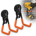 Large Magnetic Hooks Heavy Duty Extra Strong Magnetic Garage Hooks Big NdFeB Industrial Magnet Hooks Magnetic Utility Storage Holder Organization with Anti-Slip Coating for Hanging Garden Tool 2 Pack