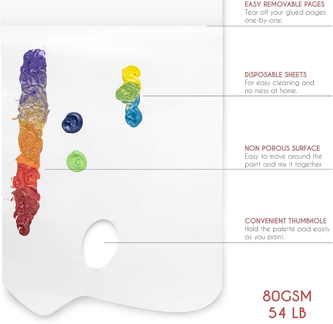 Zenacolor - Paper Palette Pad - 50 Removable and Disposable Sheets - Image 3