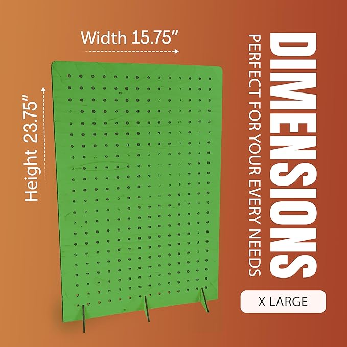 Torched Pegboard Display Stand for Jewelry, Craft Shows, Selling, Vendor Events, Tools, Peg Board Accessories Rack Organizer, XXL 15.75" L x 4.3" W x 23.75" H, GREEN