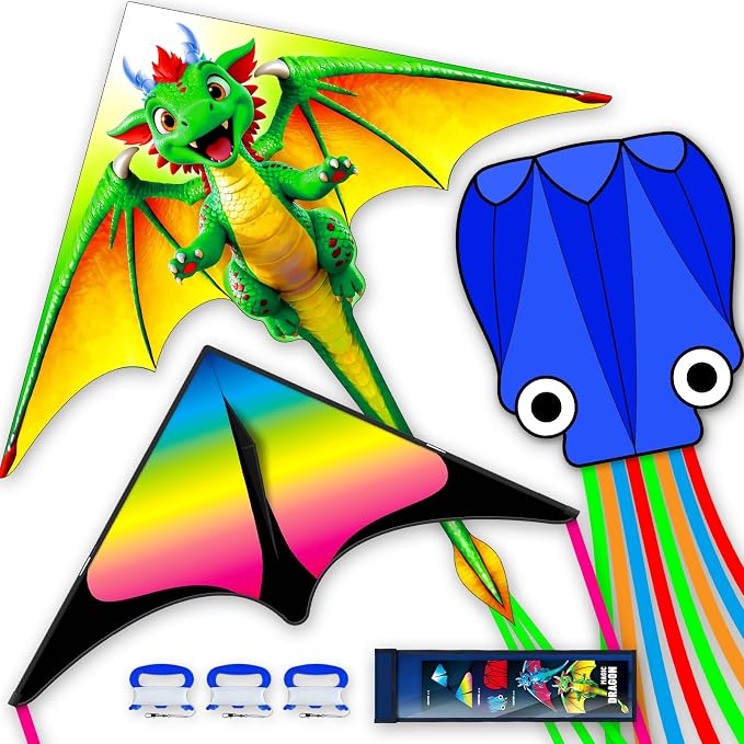 SGftre 3 Piece Set Butterfly Delta Octopus Kites by SGftre