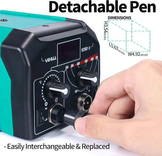 YIHUA 939D-II Pyrography Pen Wood Burning Kit Station 2-in-1 Solid-Point - Image 5