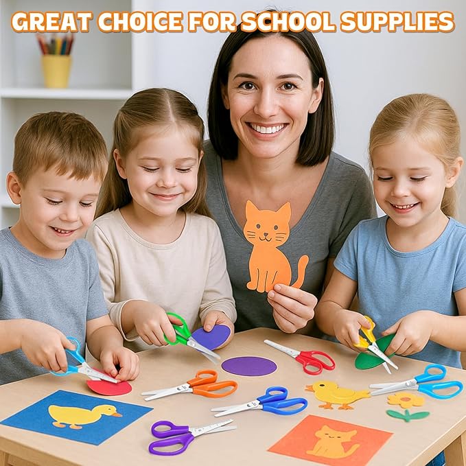 100Pack Kids Scissors Bulk, 5 Inch Scissor for School Student Teacher, Scissors Bulk Classroom Safety Scissor for Kindergarten Preschool Classroom Office Home Craft Cutting Paper