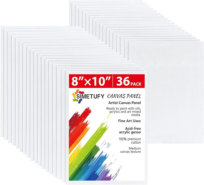 Simetufy 36 Pack 8x10 Inch Canvas Boards by Simetufy