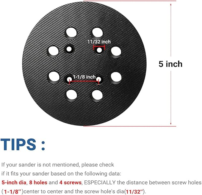 5 Inch 8 Hole Orbital Sander Pads for Milwaukee 6021-21, 6034-21 Sanders,2 Pack Premium Hook and Loop Orbital Sander Replacement Pad for Pad Part Number 51-36-7100