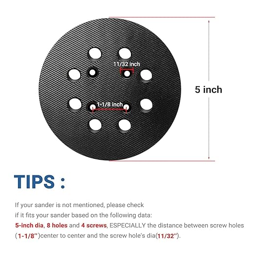 5 Inch 8 Hole Hook Replacement Pad for Ridgid OE# 300527002, Fit for Ridgid R2600 and R2601 Random Orbit Sander Backing Pad