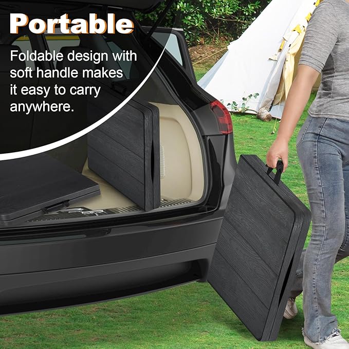 4ft Folding Table, Portable Fold-in-Half Adjustable Height Utility Table - Image 7