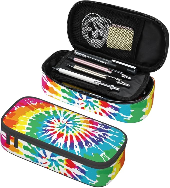 Colorful Tie Dye Rainbow Pencil Case Organizer Big Capacity Pencil Pouch by Unknown