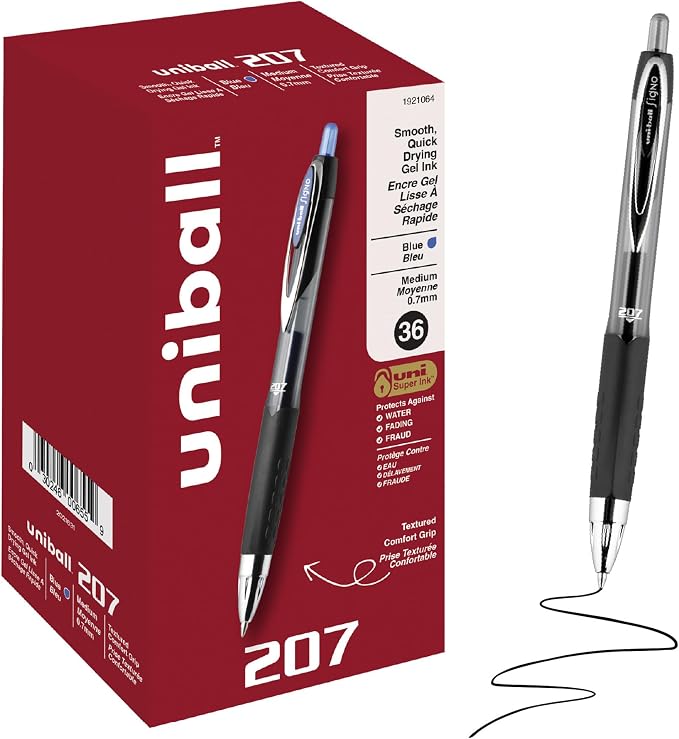 uniball™ 207 Gel Pens, 0.7mm Medium Point, Retractable, Smooth Writing by uni-ball