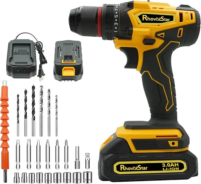 20V MAX Cordless Drill,Power Tool Combo Kit with Battery and Charger,23pcs Drill Bits,Variable Speed,for DIY/Wood/Wall/Metal/Home Repair