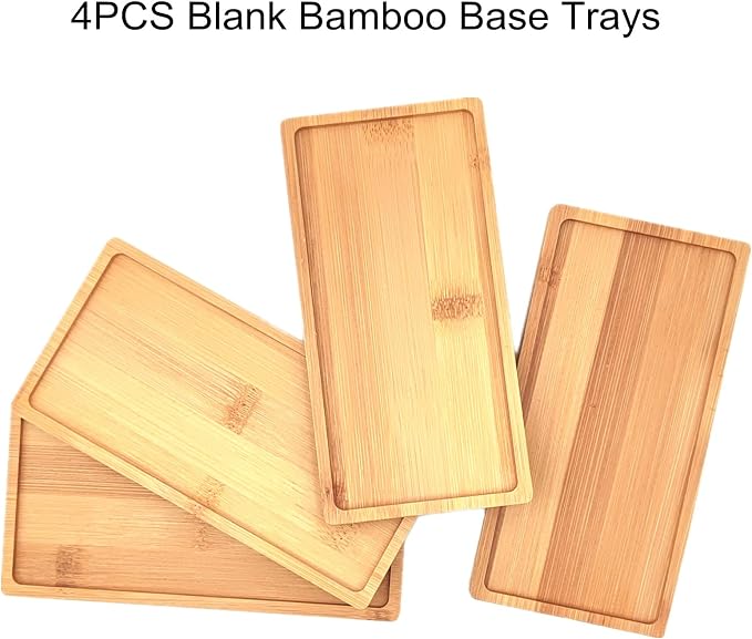 4PCS Mosaic Bamboo Coasters for Crafts, Blank Base Trays, Drinking Cup Coaster - Image 3