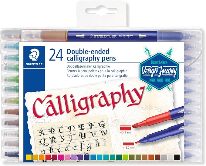 STAEDTLER 3005 TB24 Double-Ended Fibre-Tip Calligraphy Pens by Staedtler
