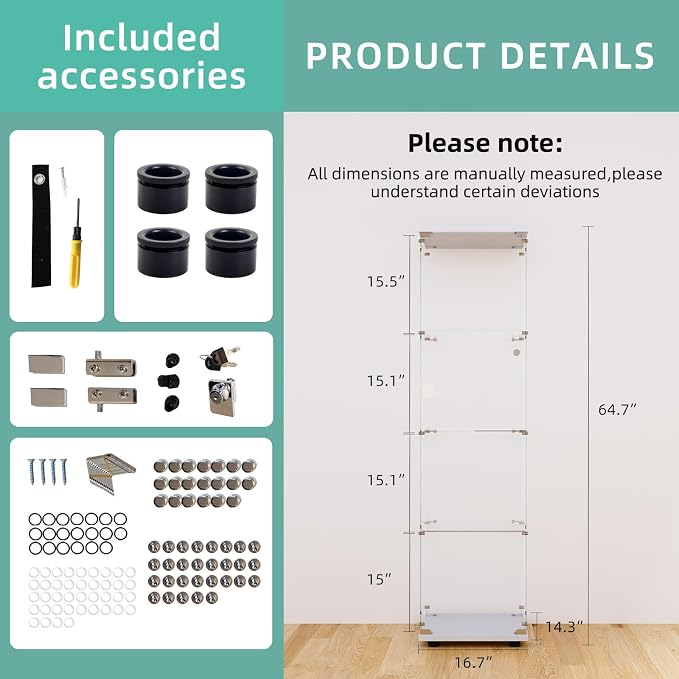 FLYMUHJIA Curio Cabinet Glass Display Case - Image 5