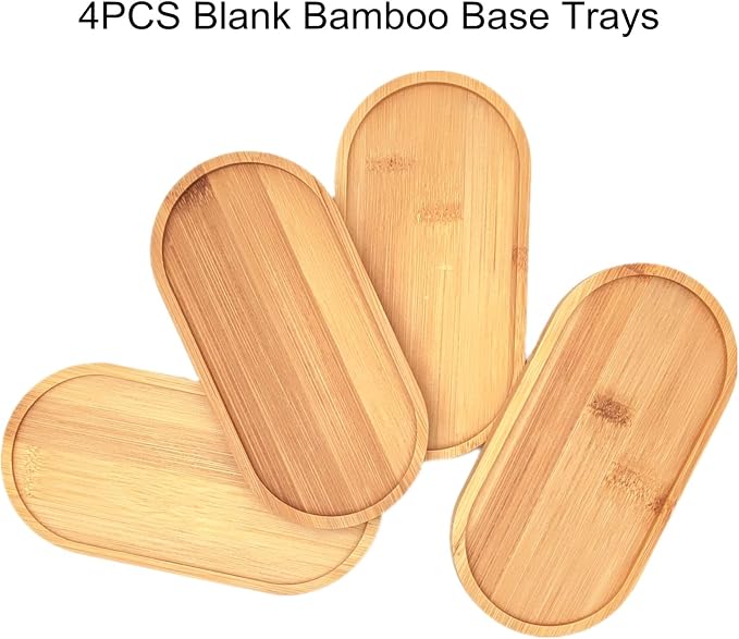 4PCS Mosaic Bamboo Coasters for Crafts, Blank Base Trays, Drinking Cup Coaster - Image 3