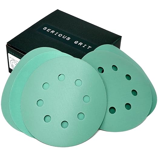 Sanding Discs 5 Inch 8 Hole Fine Grit Assortment - 320, 400, 600, 800, 1000 Grit (10/each) - Hook & Loop Wet Dry Film Sandpaper Discs - Sand Paper for Random Orbital Sanders - 50 Pack Box