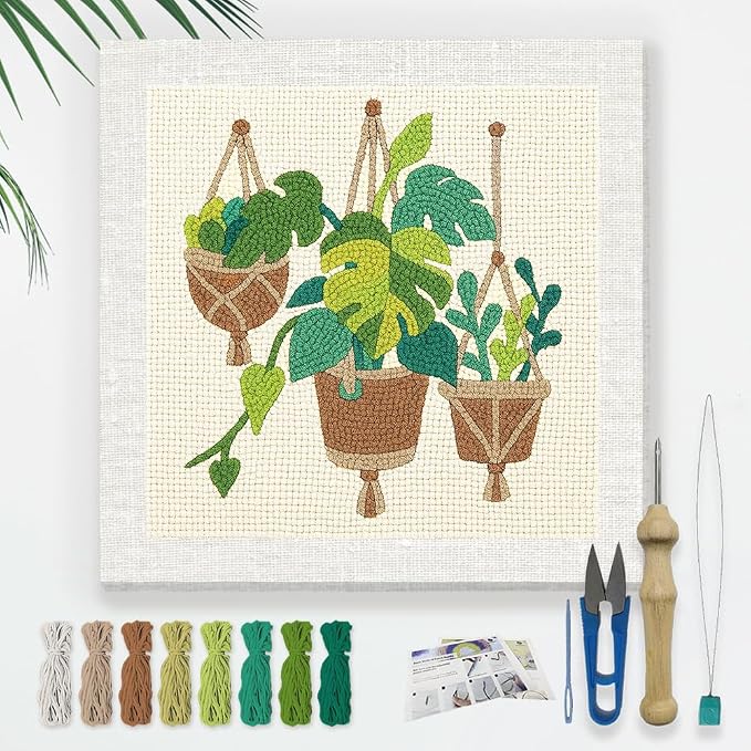 DOODLREAM Monstera Deliciosa DIY Punch Needle Embroidery Kit by Doodlream