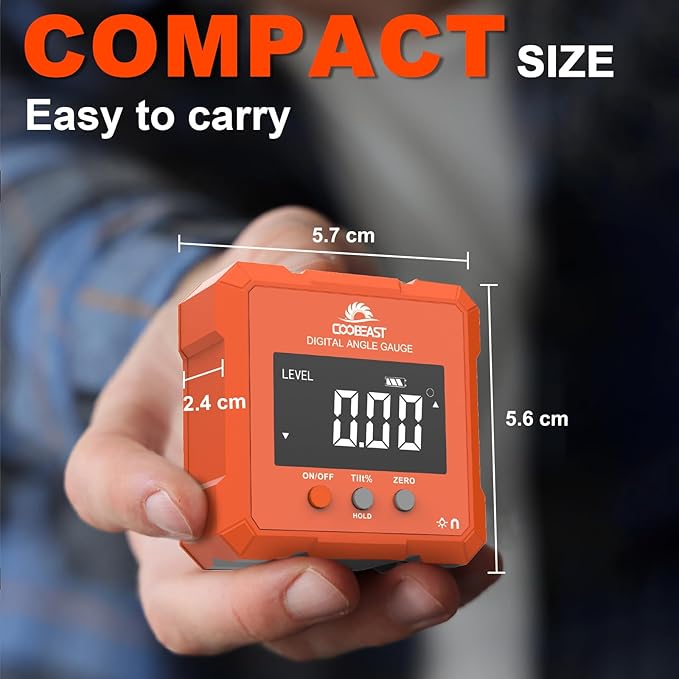 Digital Angle Finder, Digital Level Angle Gauge with Backlight & Magnetic Base Compact Digital Protractor Angle Measuring Tool Inclinometer for Woodworking Construction Table Saw Gift for Men