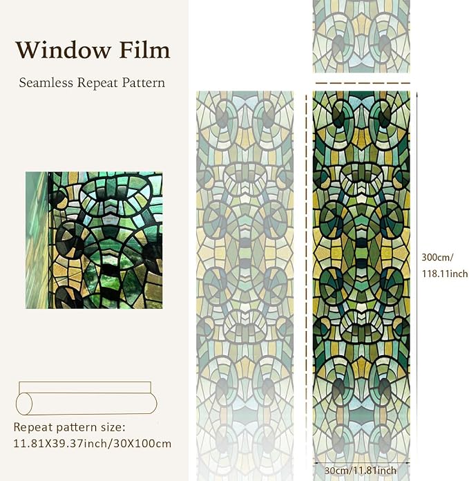 funlife Original Hand-Drawn Faux Stained Glass Window Film, Double-Sided Static - Image 3