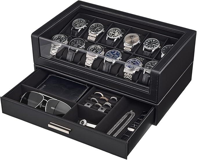 ProCase Watch Box for Men, 12 Slots Watch Display Holder by ProCase