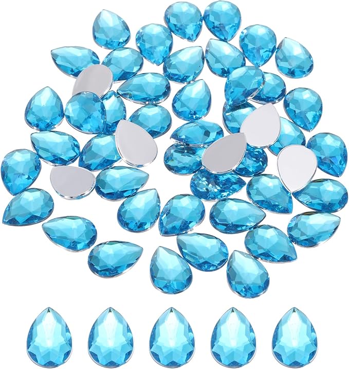 MECCANIXITY 50PCS Flat Back Acrylic Teardrop Gems 10x14mm Artificial Rhinestones by MECCANIXITY