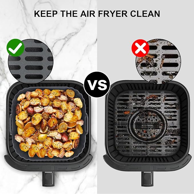Square Silicone Air Fryer Liners 2 Pack, Compatible - Image 3