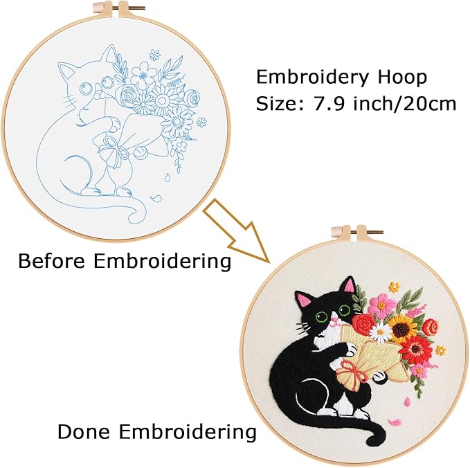 Nuberlic Black Cat Flowers Embroidery Kits - Image 6