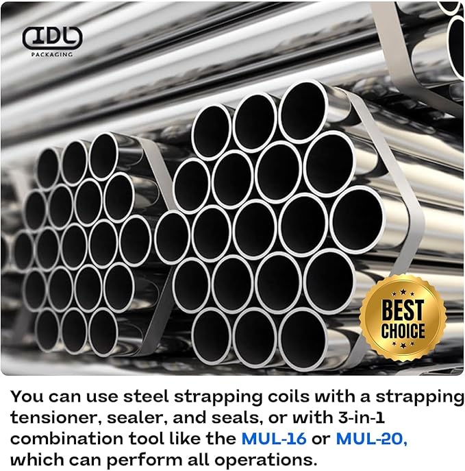 Steel Strapping Coil 1/2" x .020" x 300' (3-Pack), 1100 lbs Break Strength in Self-Dispensed Сardboard Box - Metal Band - Portable Heavy-Duty Banding with Superior Cut-Resistance by IDL Packaging