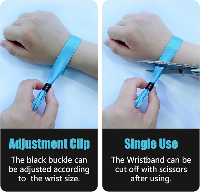 100 Pcs Cloth Wristband - Lightweight Disposable Wristbands for Concerts and Parties (Water Blue)
