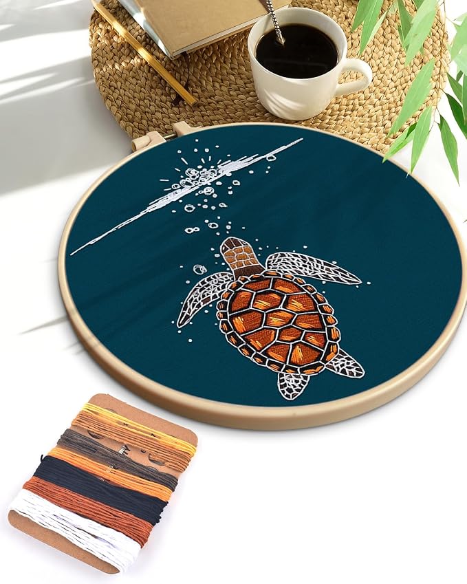 TINDTOP Embroidery Kit for Beginners Adult, Turtle Embroidery Practice Kit | - Image 7